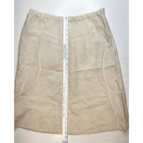 Lands End 100% Linen A-Line Skirt Womens 18W Neutral Beige Side Zip Plus Size - Picture 4 of 9